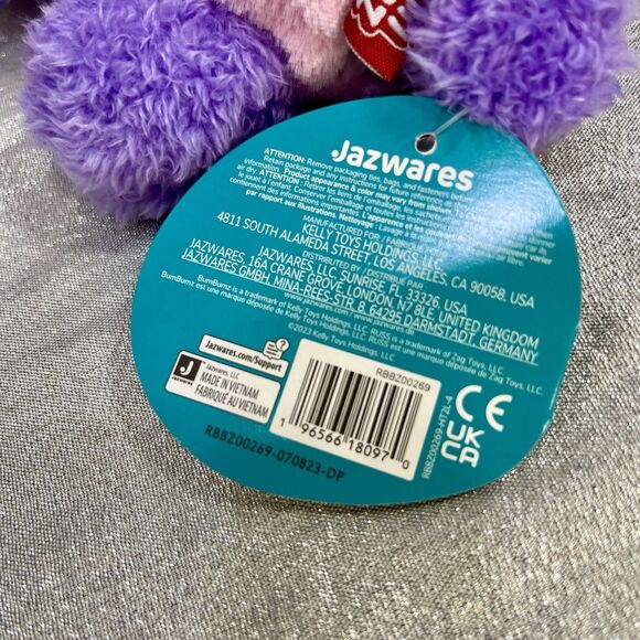 Kellytoy BumBumz 7.5" Groovy Petra Peace Sign Tie Dye Bunny Plush Tag & Sticker - Picture 5 of 11